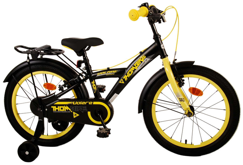 Afbeelding laden in galerijviewer, Volare Thombike Kinderfiets Jongens 18 inch Zwart Geel Twee handremmen
