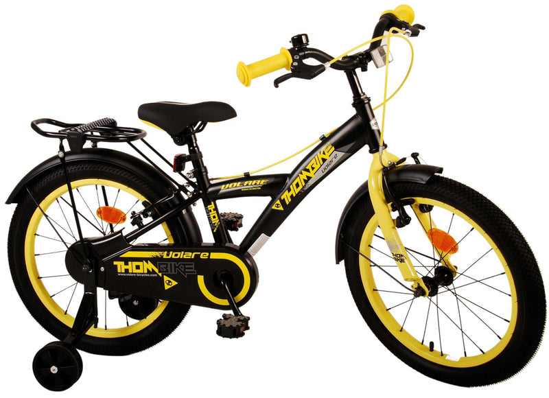 Afbeelding laden in galerijviewer, Volare Thombike Kinderfiets Jongens 18 inch Zwart Geel Twee handremmen
