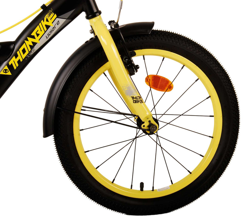 Afbeelding laden in galerijviewer, Volare Thombike Kinderfiets Jongens 18 inch Zwart Geel Twee handremmen
