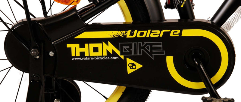 Afbeelding laden in galerijviewer, Volare Thombike Kinderfiets Jongens 18 inch Zwart Geel Twee handremmen
