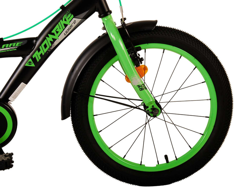 Afbeelding laden in galerijviewer, Volare Thombike Kinderfiets Jongens 18 inch Zwart Groen Twee handremmen
