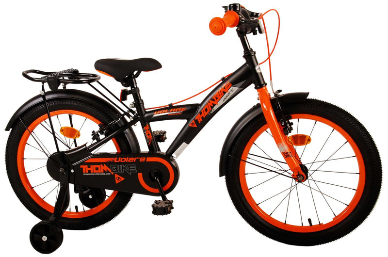 Afbeelding laden in galerijviewer, Volare Thombike Kinderfiets Jongens 18 inch Zwart Oranje Twee handremmen
