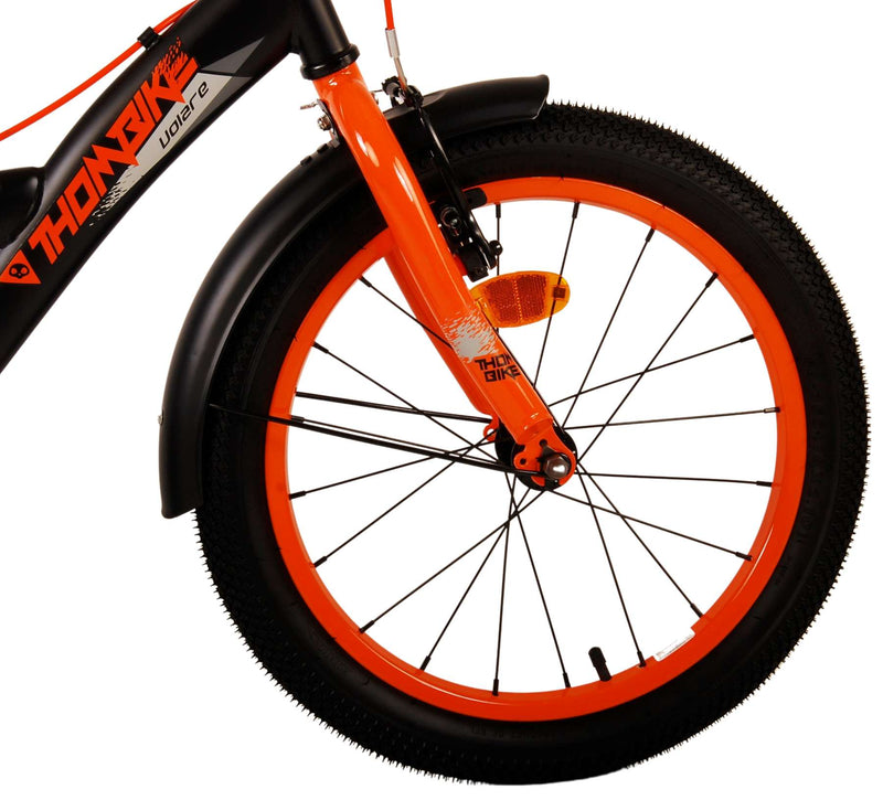 Afbeelding laden in galerijviewer, Volare Thombike Kinderfiets Jongens 18 inch Zwart Oranje Twee handremmen
