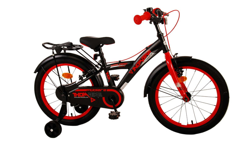 Afbeelding laden in galerijviewer, Volare Thombike Kinderfiets Jongens 18 inch Zwart Rood Twee handremmen
