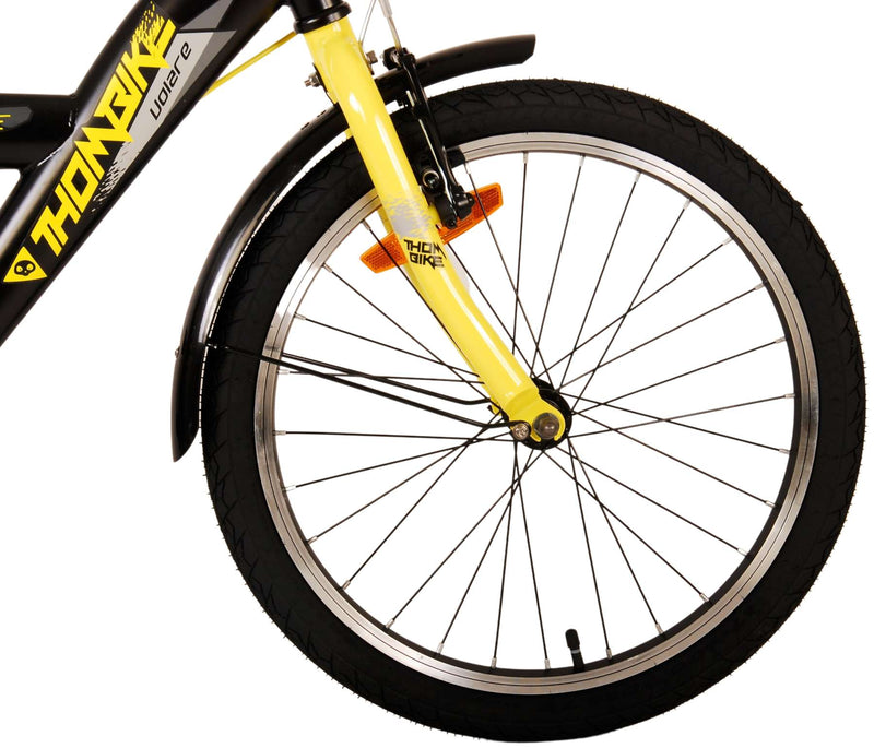 Afbeelding laden in galerijviewer, Volare Thombike Kinderfiets - Jongens - 20 inch - Zwart Geel - Twee Handremmen
