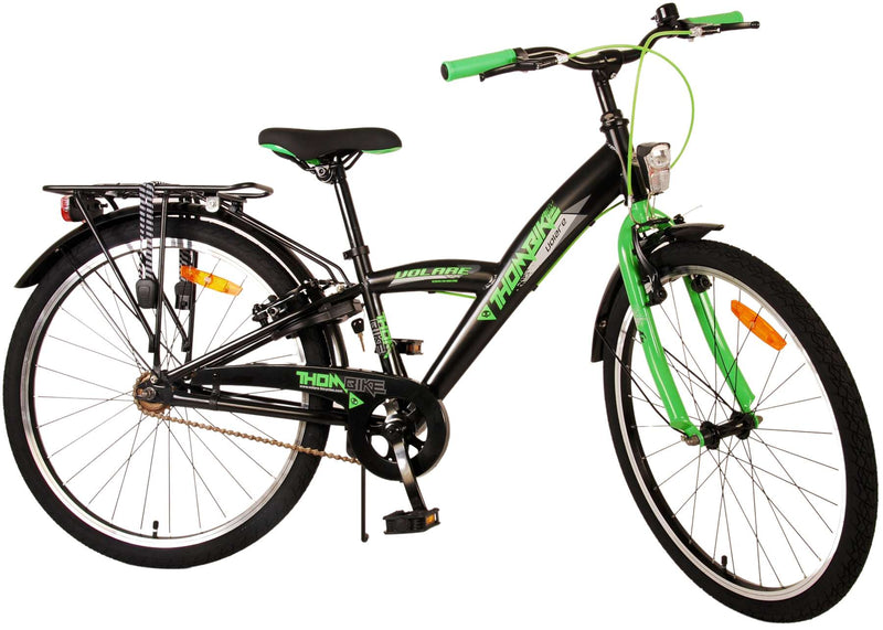 Afbeelding laden in galerijviewer, Volare Thombike Kinderfiets - Jongens - 24 inch - Zwart Groen - Twee handremmen

