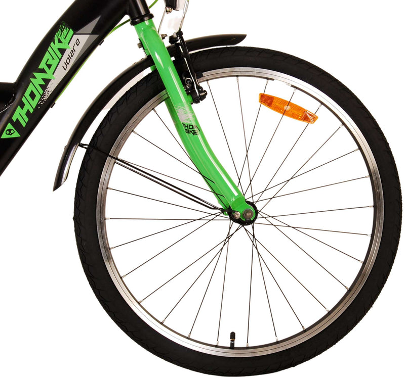 Afbeelding laden in galerijviewer, Volare Thombike Kinderfiets - Jongens - 24 inch - Zwart Groen - Twee handremmen
