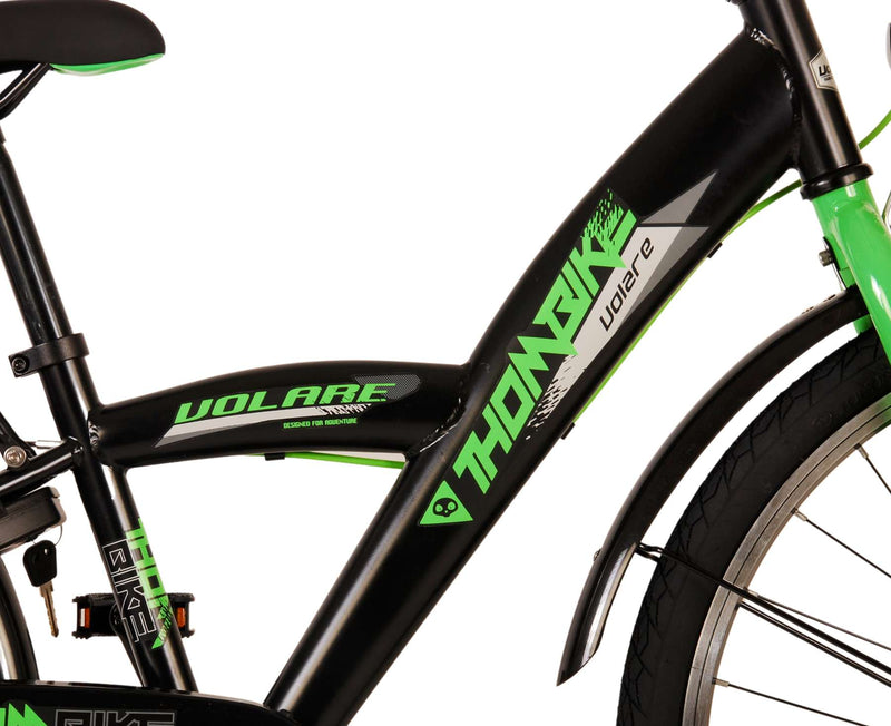 Afbeelding laden in galerijviewer, Volare Thombike Kinderfiets - Jongens - 24 inch - Zwart Groen - Twee handremmen
