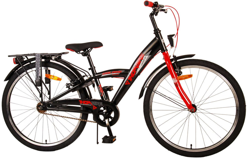 Afbeelding laden in galerijviewer, Volare Thombike Kinderfiets - Jongens - 24 inch - Zwart Rood - Twee handremmen
