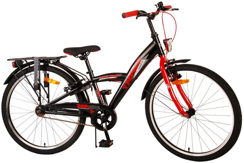 Afbeelding laden in galerijviewer, Volare Thombike Kinderfiets - Jongens - 24 inch - Zwart Rood - Twee handremmen

