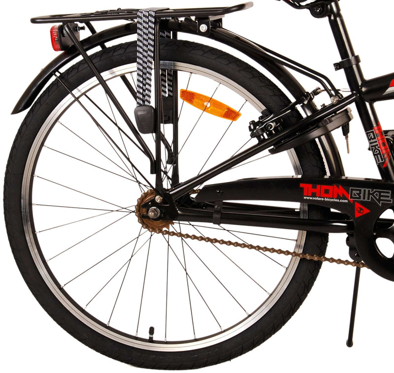Afbeelding laden in galerijviewer, Volare Thombike Kinderfiets - Jongens - 24 inch - Zwart Rood - Twee handremmen
