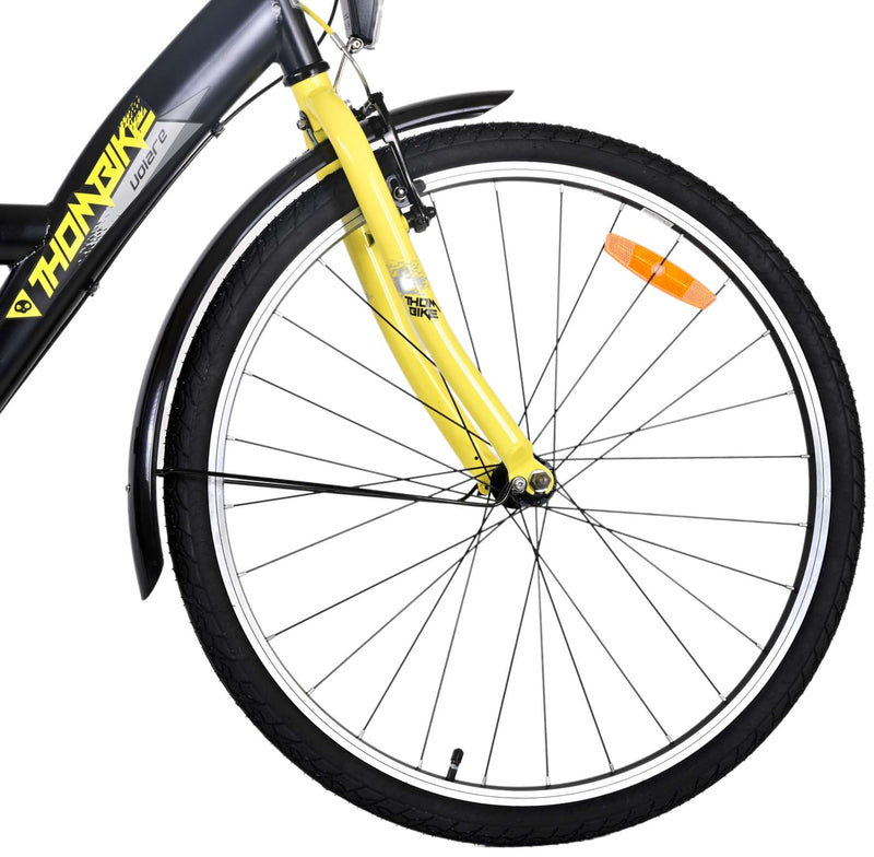 Afbeelding laden in galerijviewer, Volare Thombike Kinderfiets Jongens 26 inch Zwart Geel3 versnellingen
