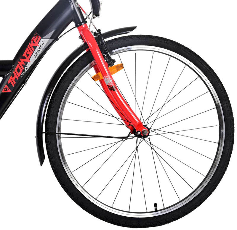 Afbeelding laden in galerijviewer, Volare Thombike Kinderfiets - Jongens - 26 inch - Zwart Rood - 3 versnellingen
