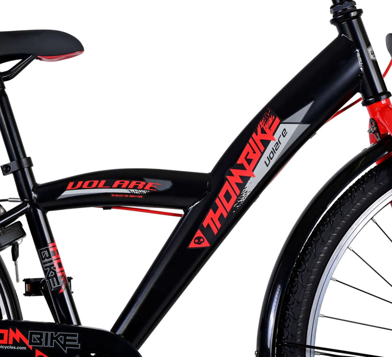 Afbeelding laden in galerijviewer, Volare Thombike Kinderfiets Jongens 26 inch Zwart Rood Twee Handremmen
