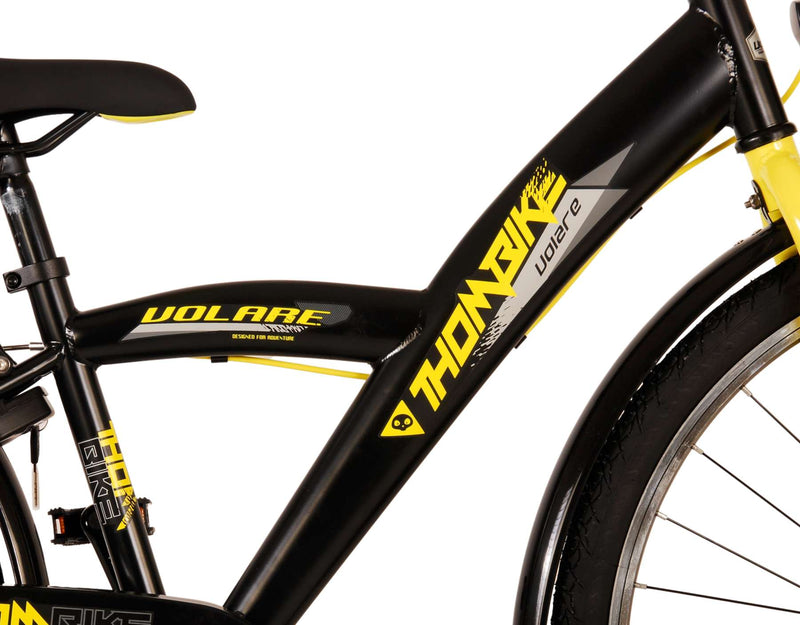 Afbeelding laden in galerijviewer, Volare Thombike Kinderfiets - Jongens - 26 inch - Zwart Geel - Twee Handremmen
