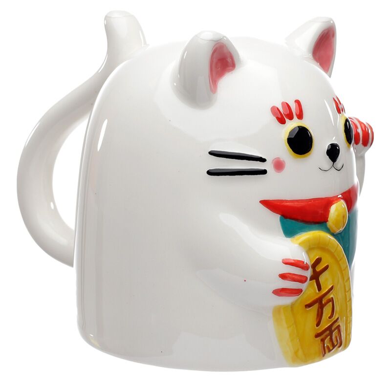 Afbeelding laden in galerijviewer, Maneki neko gelukskat ondersteboven keramiek mok
