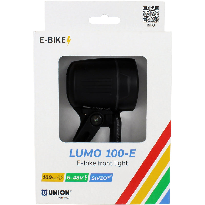 Afbeelding laden in galerijviewer, Union koplamp lumo 100-e e-bike 6-48v 80lux
