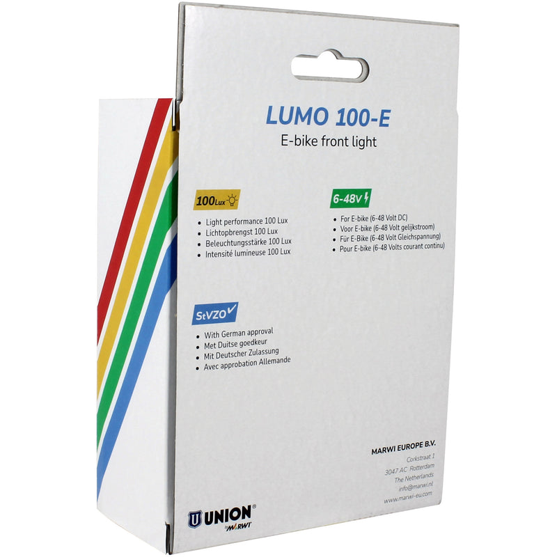 Afbeelding laden in galerijviewer, Union koplamp lumo 100-e e-bike 6-48v 80lux
