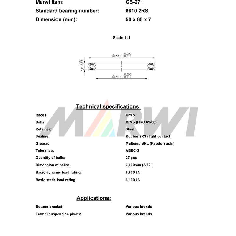 Afbeelding laden in galerijviewer, Union kogellager ball bearing cb-271 50x65x7
