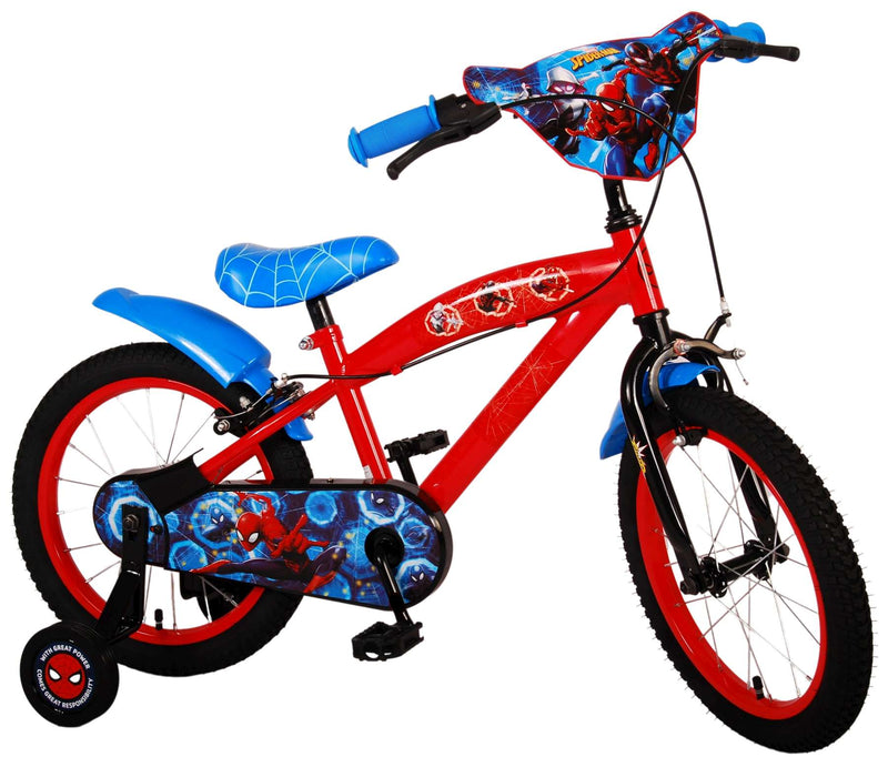 Afbeelding laden in galerijviewer, Spiderman Ultimate Spider-Man Kinderfiets Jongens 16 inch Blauw Rood Twee handremmen
