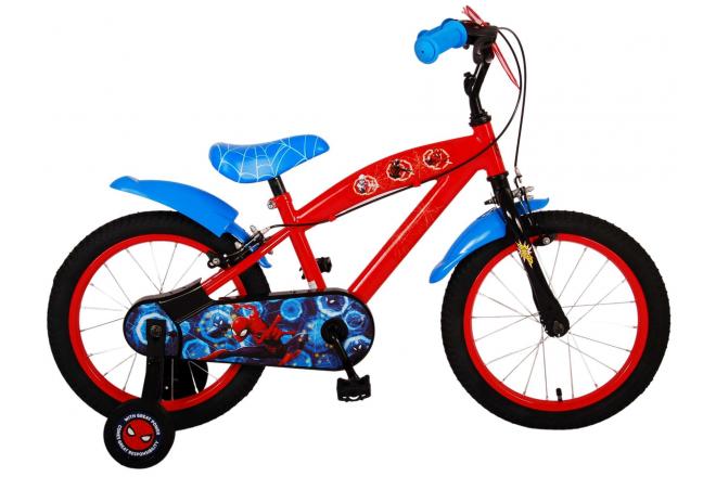 Afbeelding laden in galerijviewer, Spiderman Ultimate Spider-Man Kinderfiets Jongens 16 inch Blauw Rood Twee handremmen
