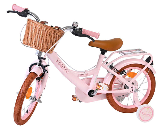 Volare ashley kinderfiets - meisjes - 14 inch - roze - twee handremmen