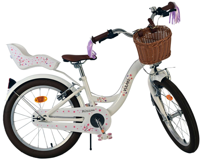 Afbeelding laden in galerijviewer, Ngk blossom kinderfiets - meisjes - 18 inch - wit - twee handremmen
