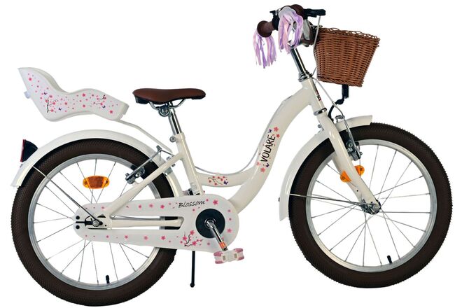Afbeelding laden in galerijviewer, Ngk blossom kinderfiets - meisjes - 18 inch - wit - twee handremmen
