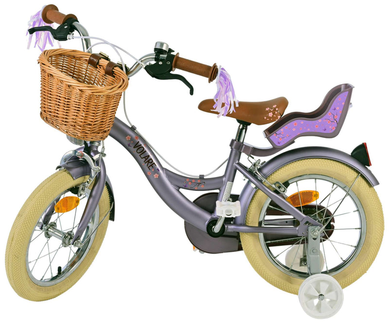 Afbeelding laden in galerijviewer, Volare blossom kinderfiets - meisjes - 14 inch - paars - twee handremmen
