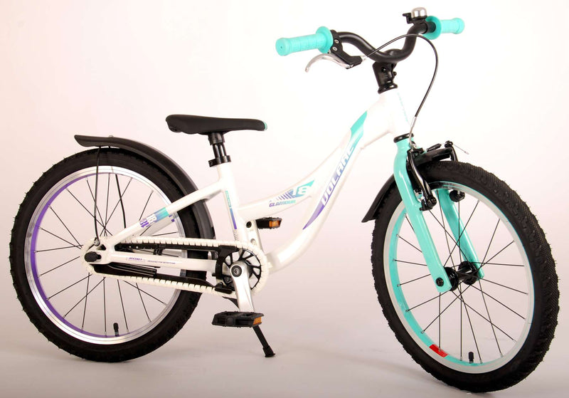 Afbeelding laden in galerijviewer, Volare Glamour Kinderfiets - Meisjes - 18 inch - Wit Mint Groen - Prime Collection
