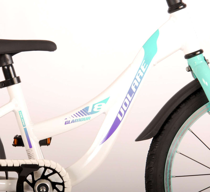 Afbeelding laden in galerijviewer, Volare Glamour Kinderfiets - Meisjes - 18 inch - Wit Mint Groen - Prime Collection
