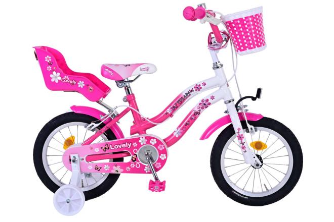Afbeelding laden in galerijviewer, Volare Lovely Kinderfiets Meisjes 14 inch Roze Wit Twee Handremmen
