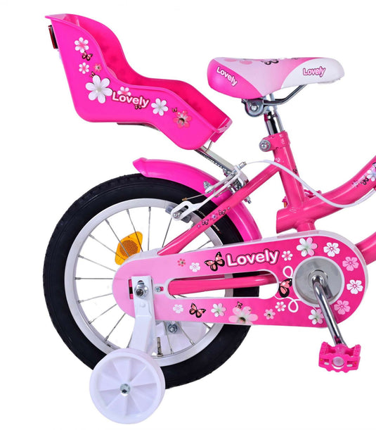 Volare Lovely Kinderfiets Meisjes 14 inch Roze Wit Twee Handremmen