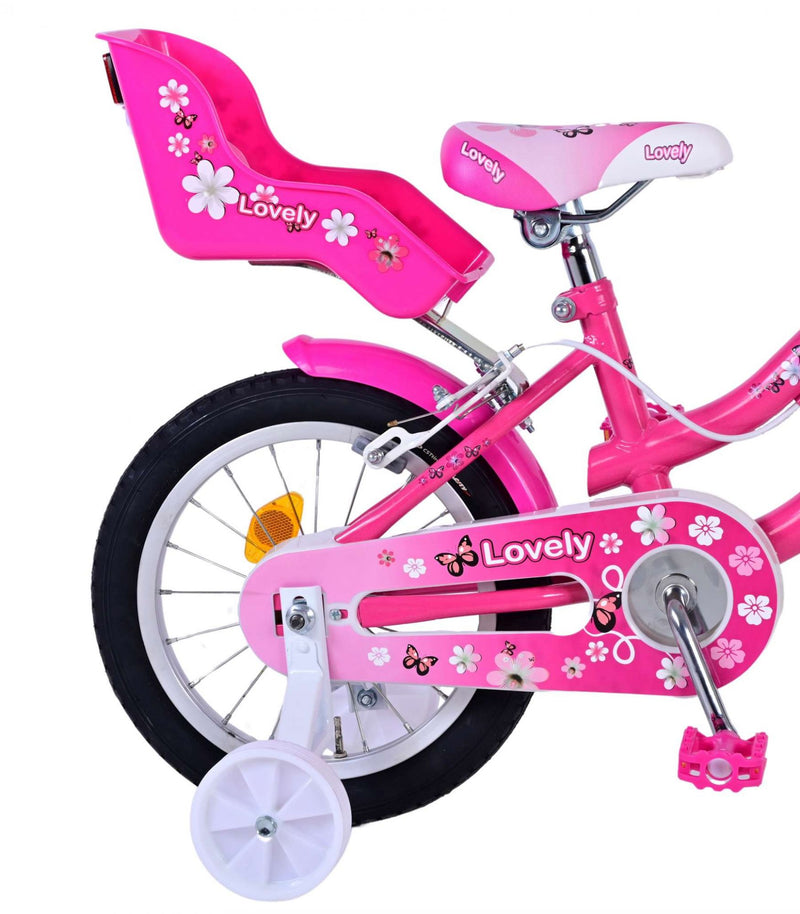 Afbeelding laden in galerijviewer, Volare Lovely Kinderfiets Meisjes 14 inch Roze Wit Twee Handremmen

