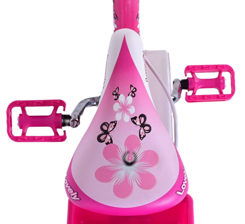 Afbeelding laden in galerijviewer, Volare Lovely Kinderfiets Meisjes 14 inch Roze Wit Twee Handremmen
