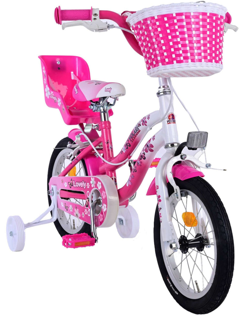Afbeelding laden in galerijviewer, Volare Lovely Kinderfiets Meisjes 14 inch Roze Wit Twee Handremmen
