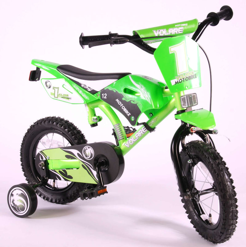Afbeelding laden in galerijviewer, Volare Motorbike Kinderfiets - Jongens - 12 inch - Groen - 95% afgemonteerd
