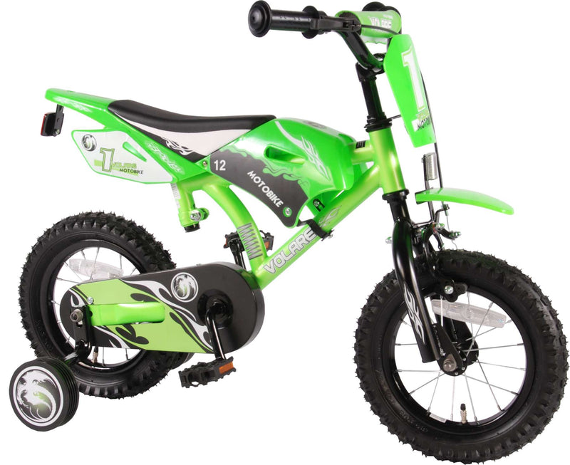Afbeelding laden in galerijviewer, Volare Motorbike Kinderfiets - Jongens - 12 inch - Groen - 95% afgemonteerd
