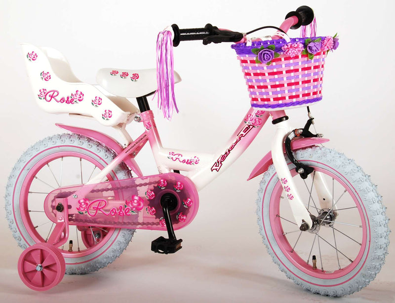 Afbeelding laden in galerijviewer, Volare Rose Kinderfiets Meisjes 14 inch Roze Wit 95% afgemonteerd
