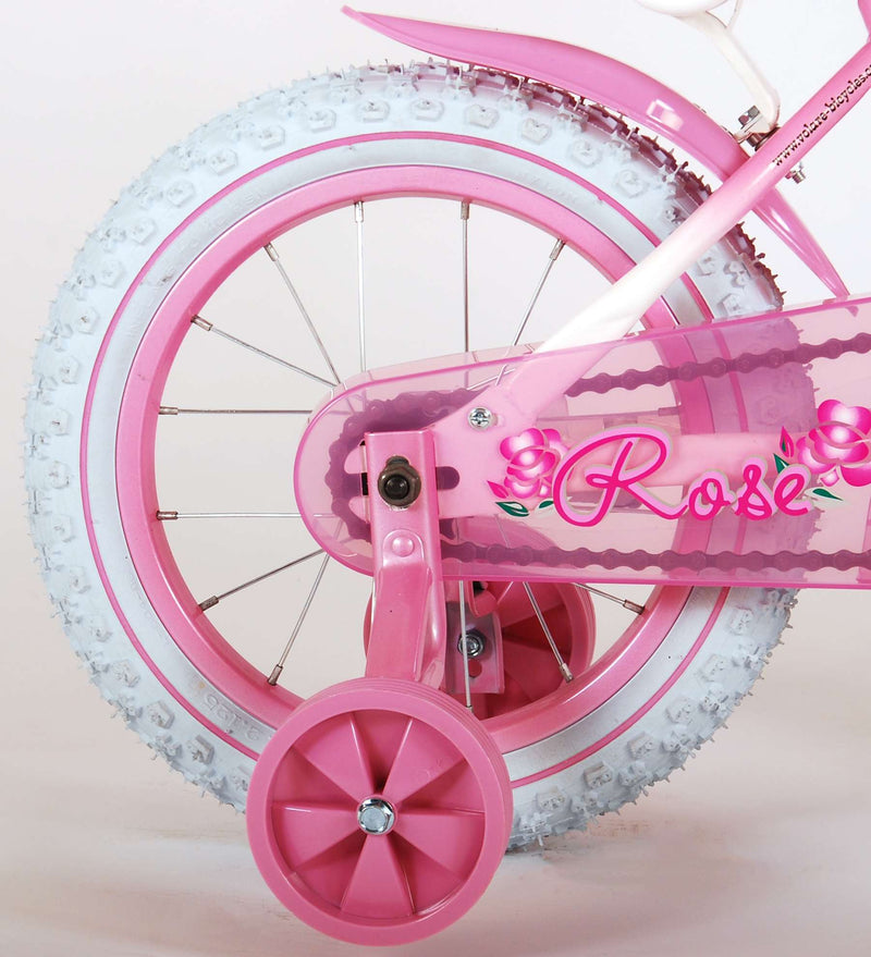 Afbeelding laden in galerijviewer, Volare Rose Kinderfiets Meisjes 14 inch Roze Wit 95% afgemonteerd
