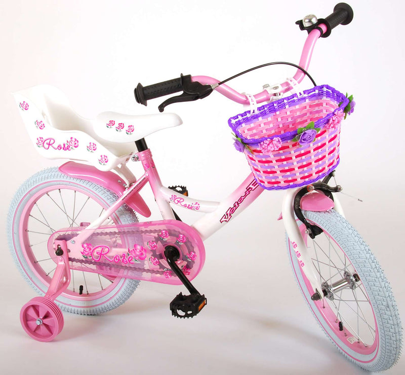 Afbeelding laden in galerijviewer, Volare Rose Kinderfiets - Meisjes - 16 inch - Roze Wit - 95% afgemonteerd
