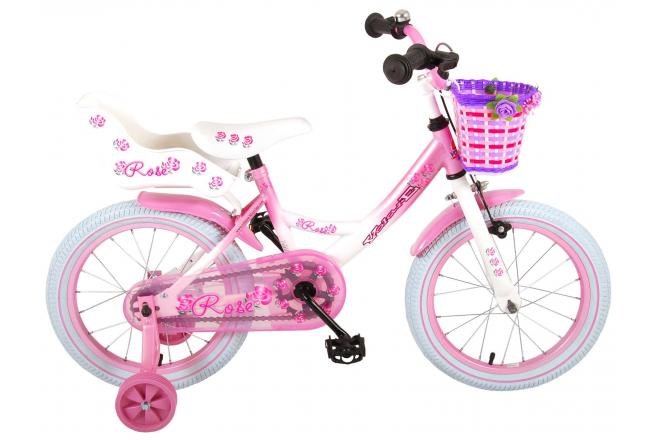 Afbeelding laden in galerijviewer, Volare Rose Kinderfiets - Meisjes - 16 inch - Roze Wit - 95% afgemonteerd
