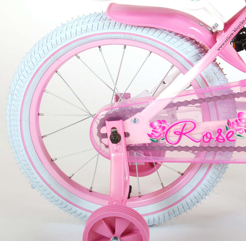 Afbeelding laden in galerijviewer, Volare Rose Kinderfiets - Meisjes - 16 inch - Roze Wit - 95% afgemonteerd
