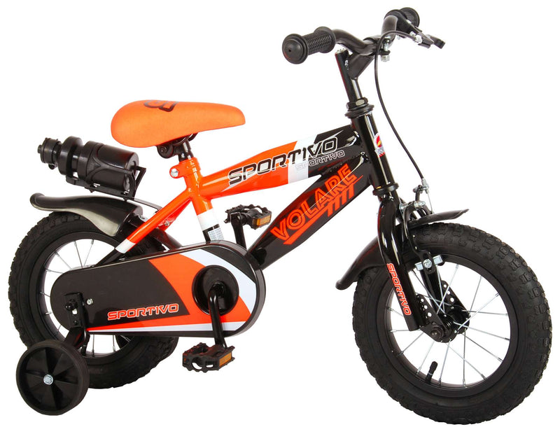 Afbeelding laden in galerijviewer, Volare Sportivo Kinderfiets Jongens 12 inch Neon Oranje Zwart 95% afgemonteerd
