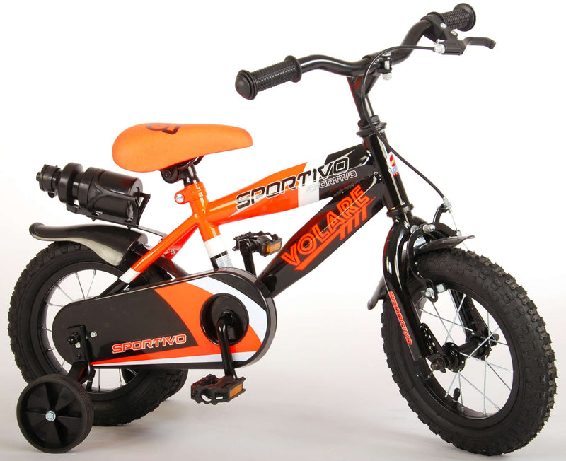 Afbeelding laden in galerijviewer, Volare Sportivo Kinderfiets Jongens 12 inch Neon Oranje Zwart 95% afgemonteerd
