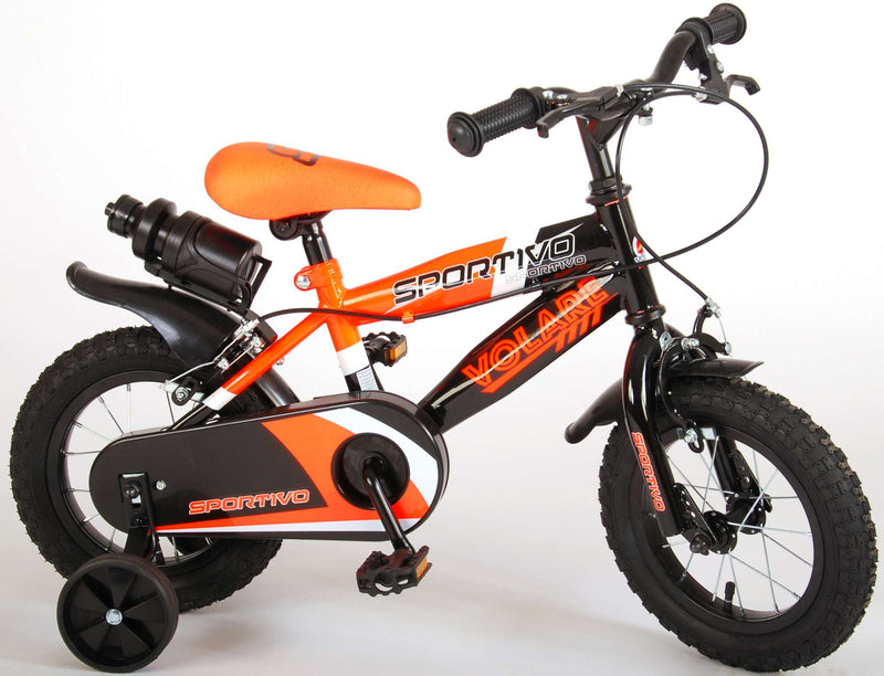 Afbeelding laden in galerijviewer, Volare Sportivo Kinderfiets - Jongens - 12 inch - Neon Oranje Zwart - Twee Handremmen - 95% afgemonteerd
