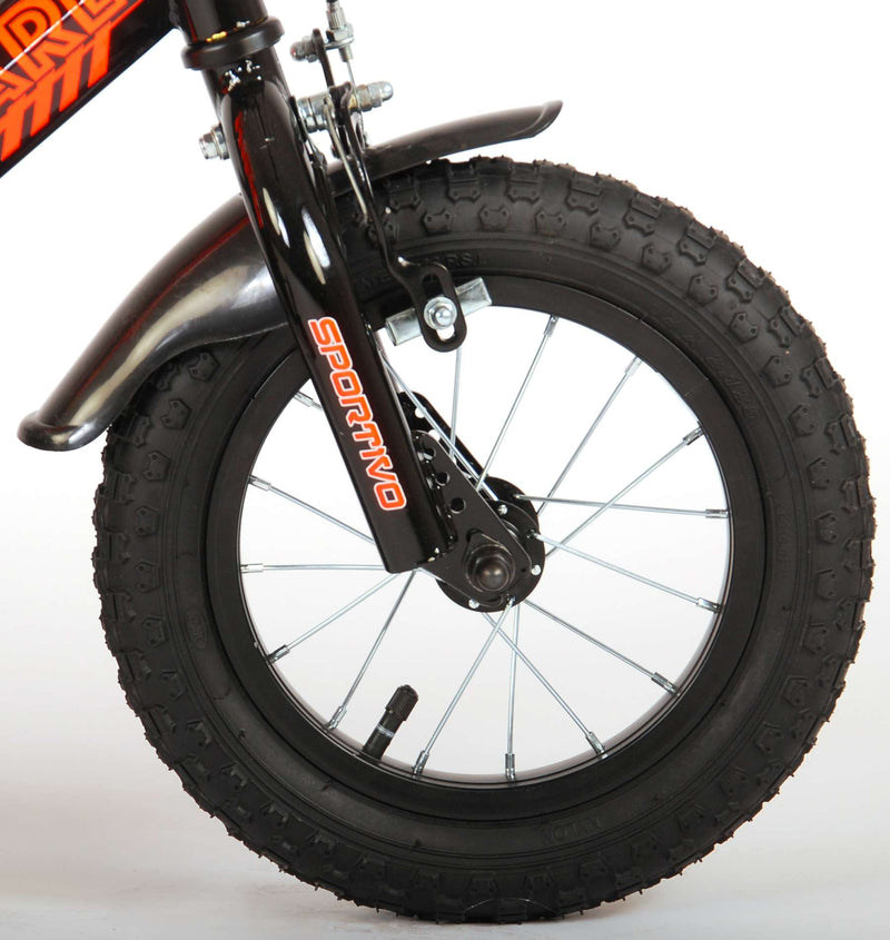Afbeelding laden in galerijviewer, Volare Sportivo Kinderfiets Jongens 12 inch Neon Oranje Zwart 95% afgemonteerd
