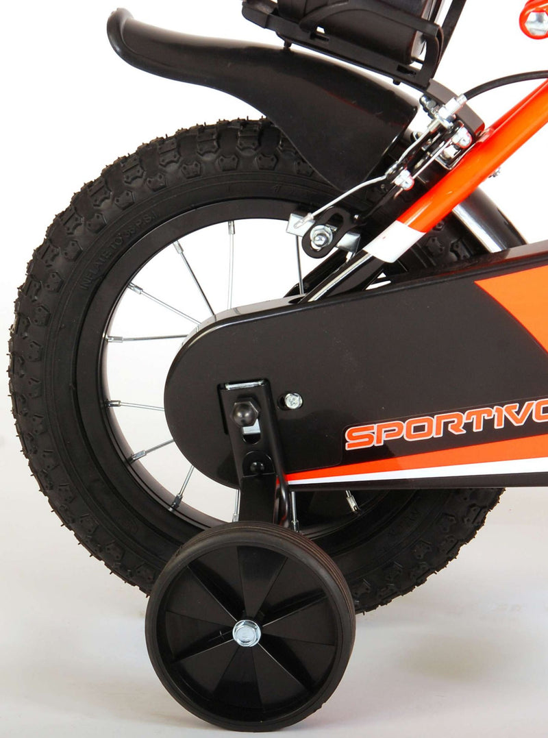 Afbeelding laden in galerijviewer, Volare Sportivo Kinderfiets - Jongens - 12 inch - Neon Oranje Zwart - Twee Handremmen - 95% afgemonteerd
