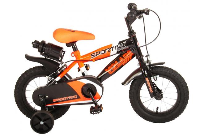 Afbeelding laden in galerijviewer, Volare Sportivo Kinderfiets - Jongens - 12 inch - Neon Oranje Zwart - Twee Handremmen - 95% afgemonteerd

