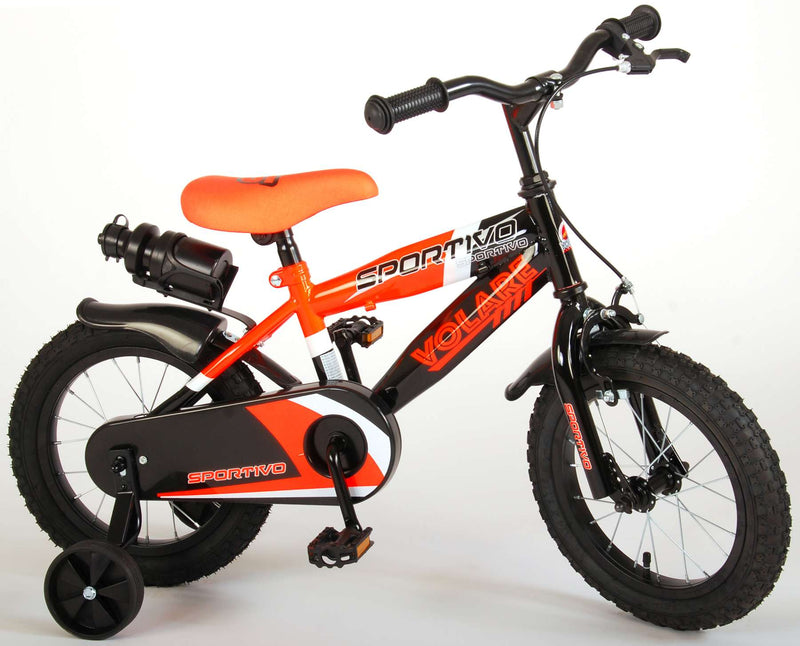 Afbeelding laden in galerijviewer, Volare Sportivo Kinderfiets Jongens 14 inch Neon Oranje Zwart 95% afgemonteerd
